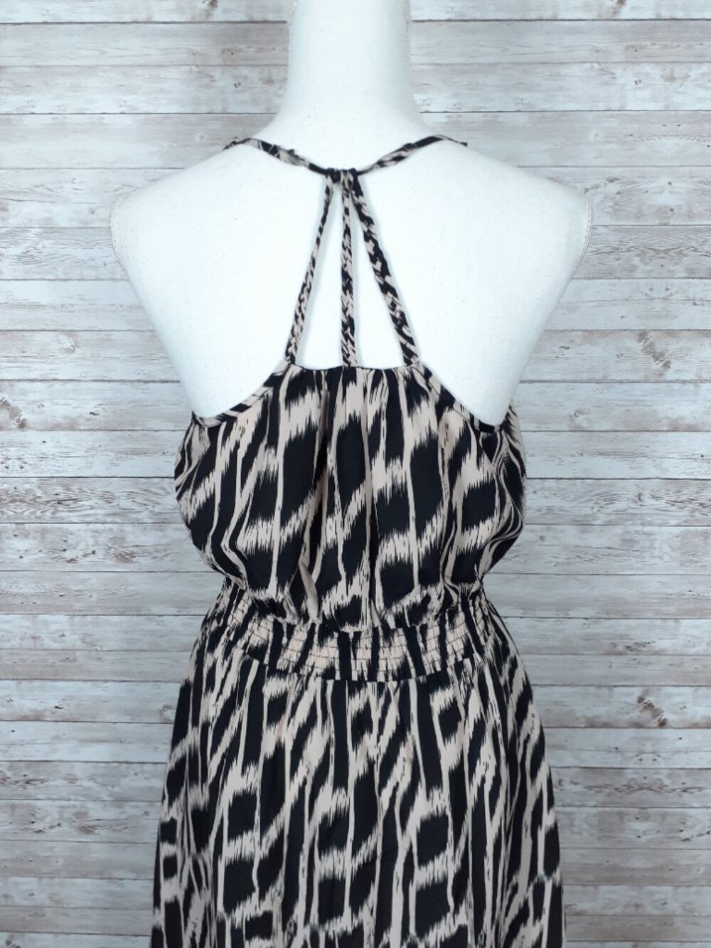Charlie Jade Dress M Braided Straps High Low Hem Animal Print Elastic Waist 945A - Picture 5 of 9